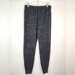 Men's Heather Greyish Black 3 Zip Pockets Drawstring Jogger Pants, sz SM